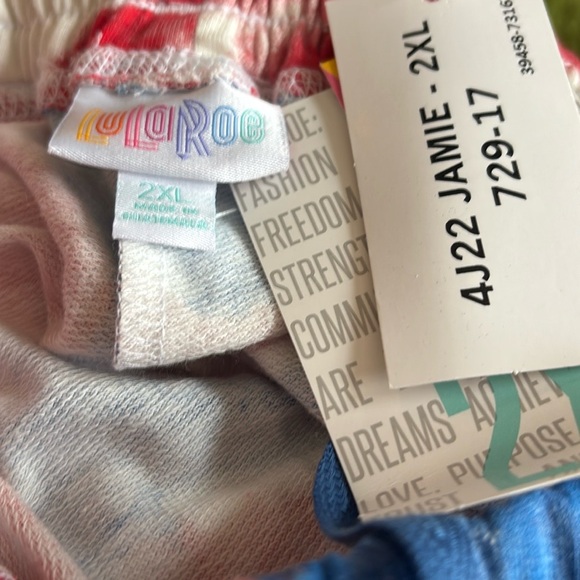 LuLaRoe Red and Blue Athletic Shorts with Artistic Design - Picture 3 of 3